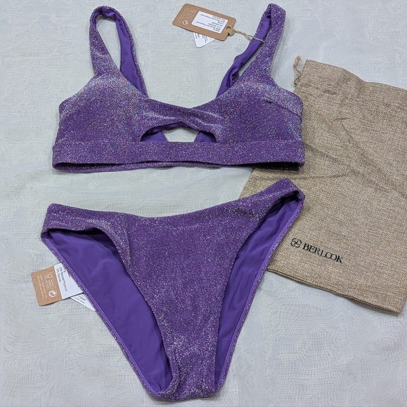 Berlook / new with tags / medium / purple lurex bikini set - Picture 1 of 2